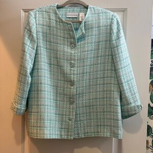 Alfred Dunner Aqua Plaid Blazer